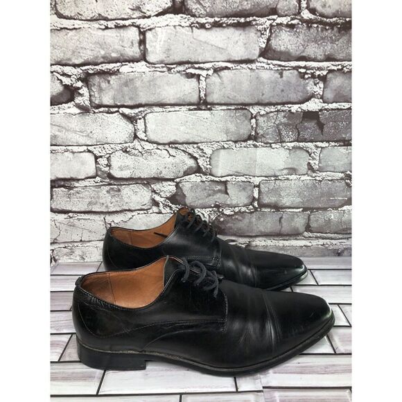 AQUILA Italian made Black Leather Cap Toe Dress Lace Up Shoes Men Sz 41EU/8M US - Picture 10 of 16